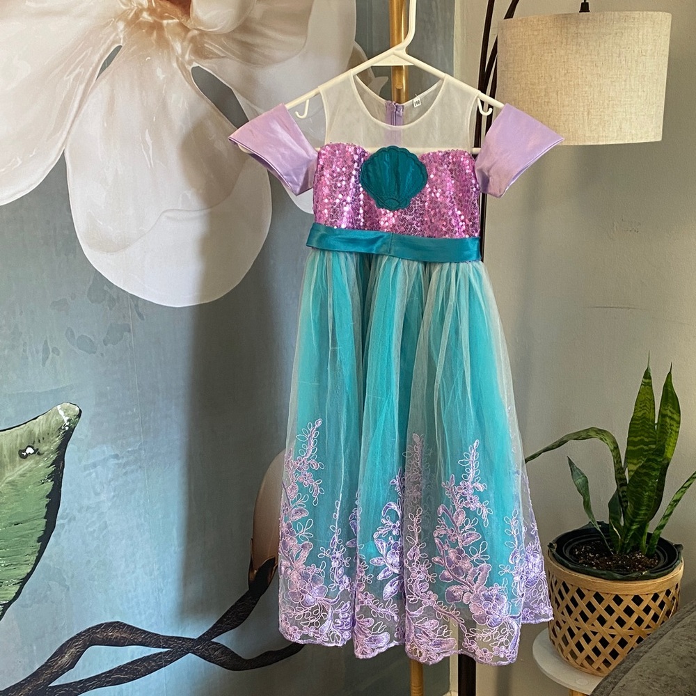Kids Ariel Mermaid Play/ Costume Dress - Teal and Purple